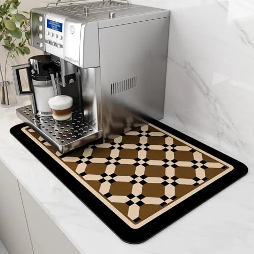 Fashionable Coffee Mat Hide Stain Rubber Backed Absorbent Dish Drying Mat for Kitchen Counter Lightweight