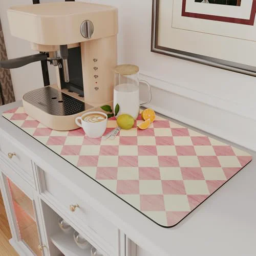 Reliable Coffee Mat Hide Stain Rubber Backed Absorbent Dish Drying Mat for Kitchen Counter High-Performance