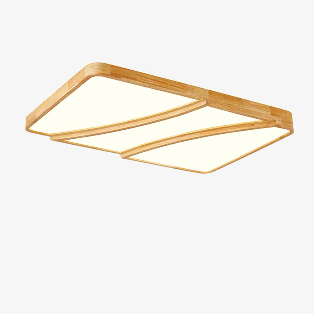 Expertly Made Rechthoekige plafondlamp van boomstammen Authentic