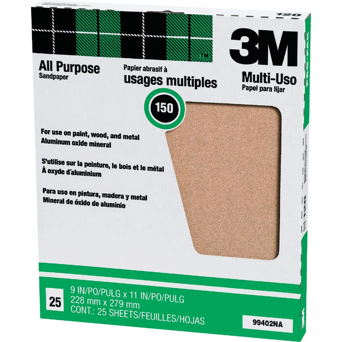 Modern 3M All-Purpose 9 In. x 11 In. 150 Grit Very Fine Sandpaper 25-Pack Responsible