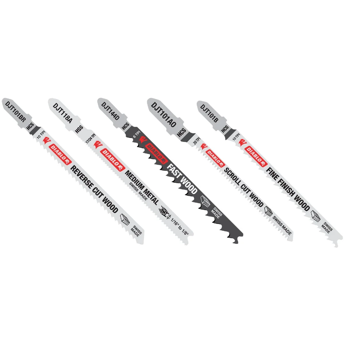 Exclusive Diablo 5-Piece T-Shank HCS HSS Jig Saw Blade Set for Wood Metal High-Grade