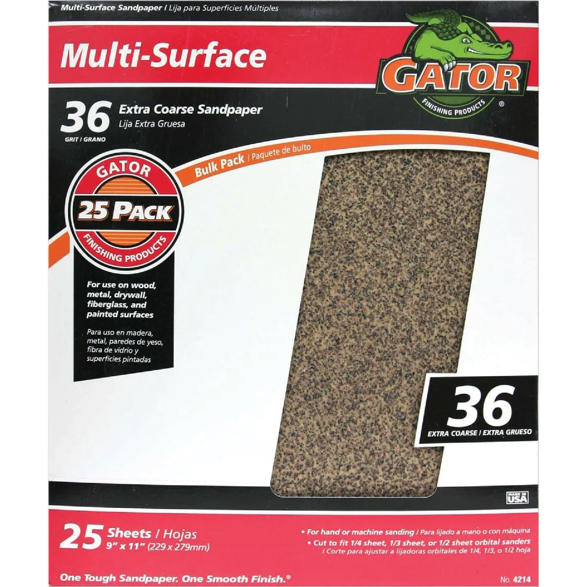 Efficient Gator Multi-Surface 9 In. x 11 In. 36 Grit Extra Coarse Sandpaper 25-Pack Optimized