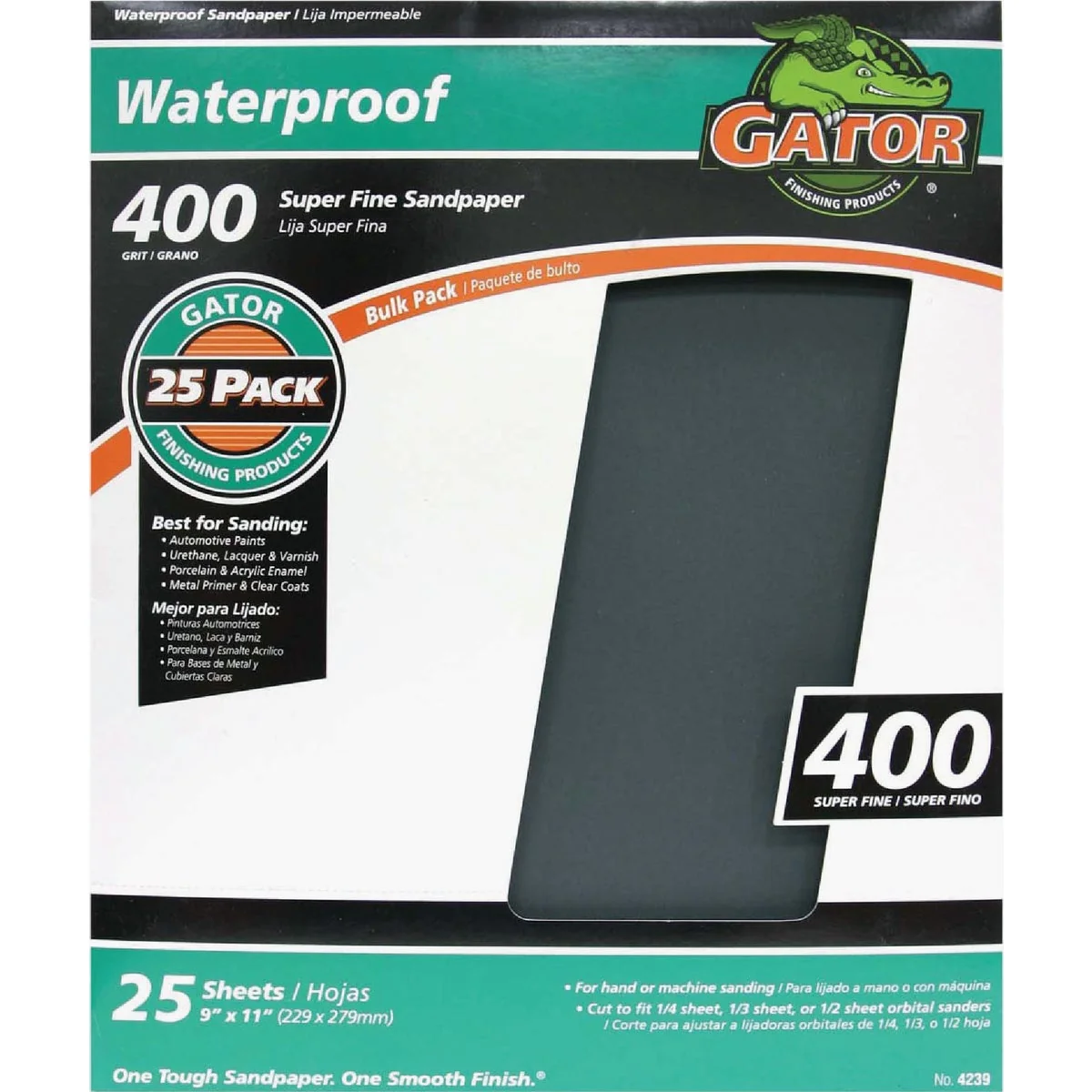 Natural Gator Waterproof 9 In. x 11 In. 400 Grit Super Fine Sandpaper 25-Pack Trusted