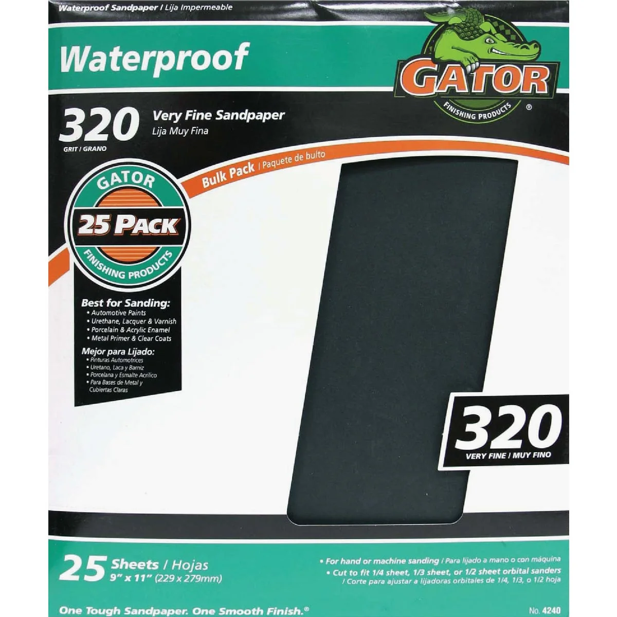 Advanced Gator Waterproof 9 In. x 11 In. 320 Grit Very Fine Sandpaper 25-Pack Solid