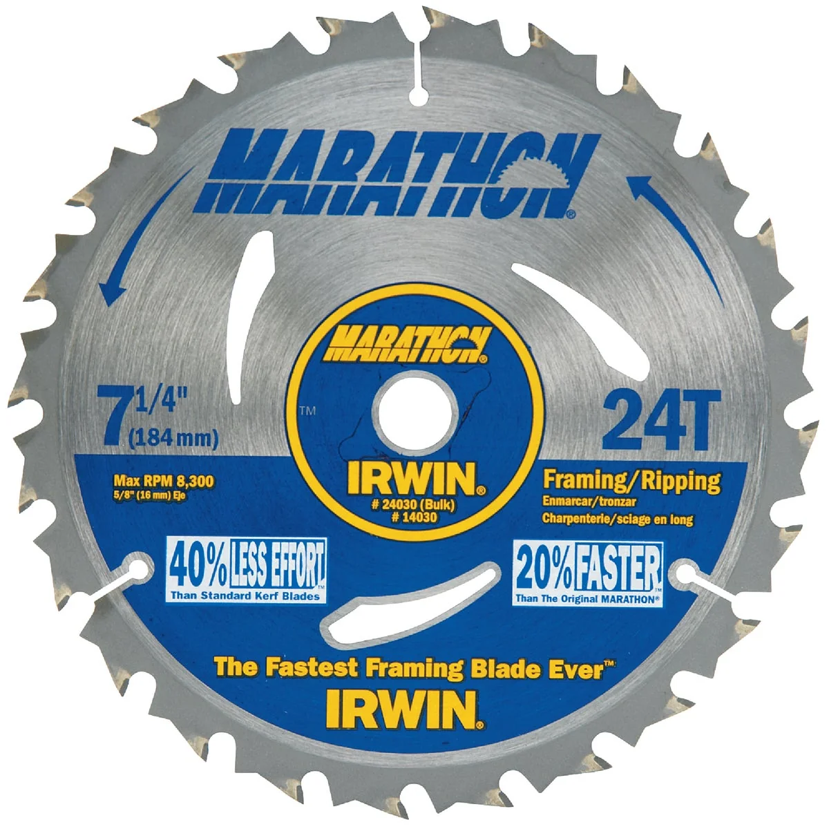 Consistent Irwin Marathon 7-1 4 In. 24-Tooth Framing Ripping Circular Saw Blade Bulk Unique