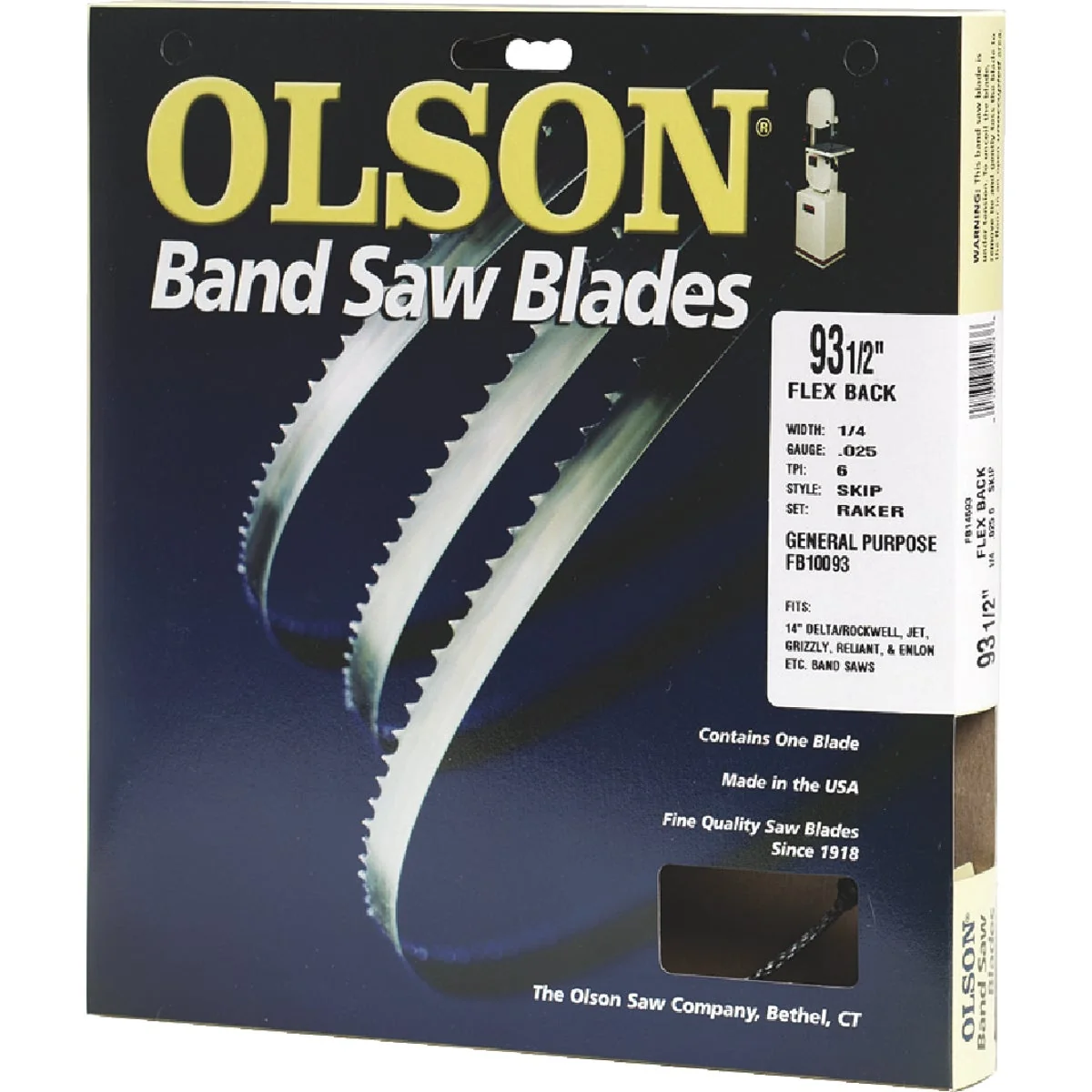 Flexible Olson 93-1 2 In. x 1 2 In. 3 TPI Hook Flex Back Band Saw Blade Premium