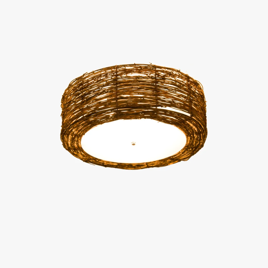 Fine Crafted Handgemaakte ronde plafondlamp van rotan Elite