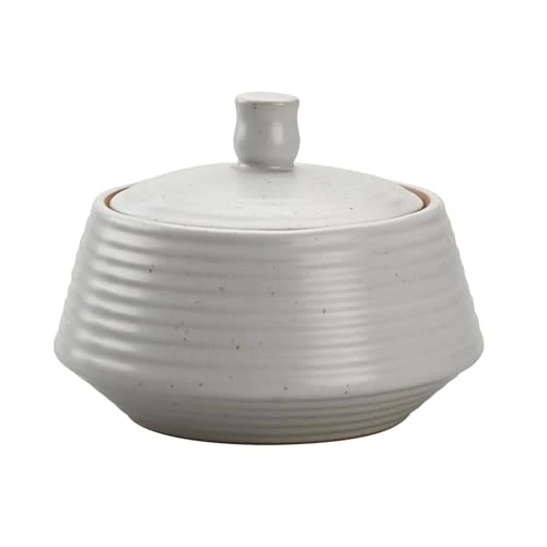 Soft Kitchen Canisters Ceramic Storage Jar with Silicone Airtight Lid Low White Durable