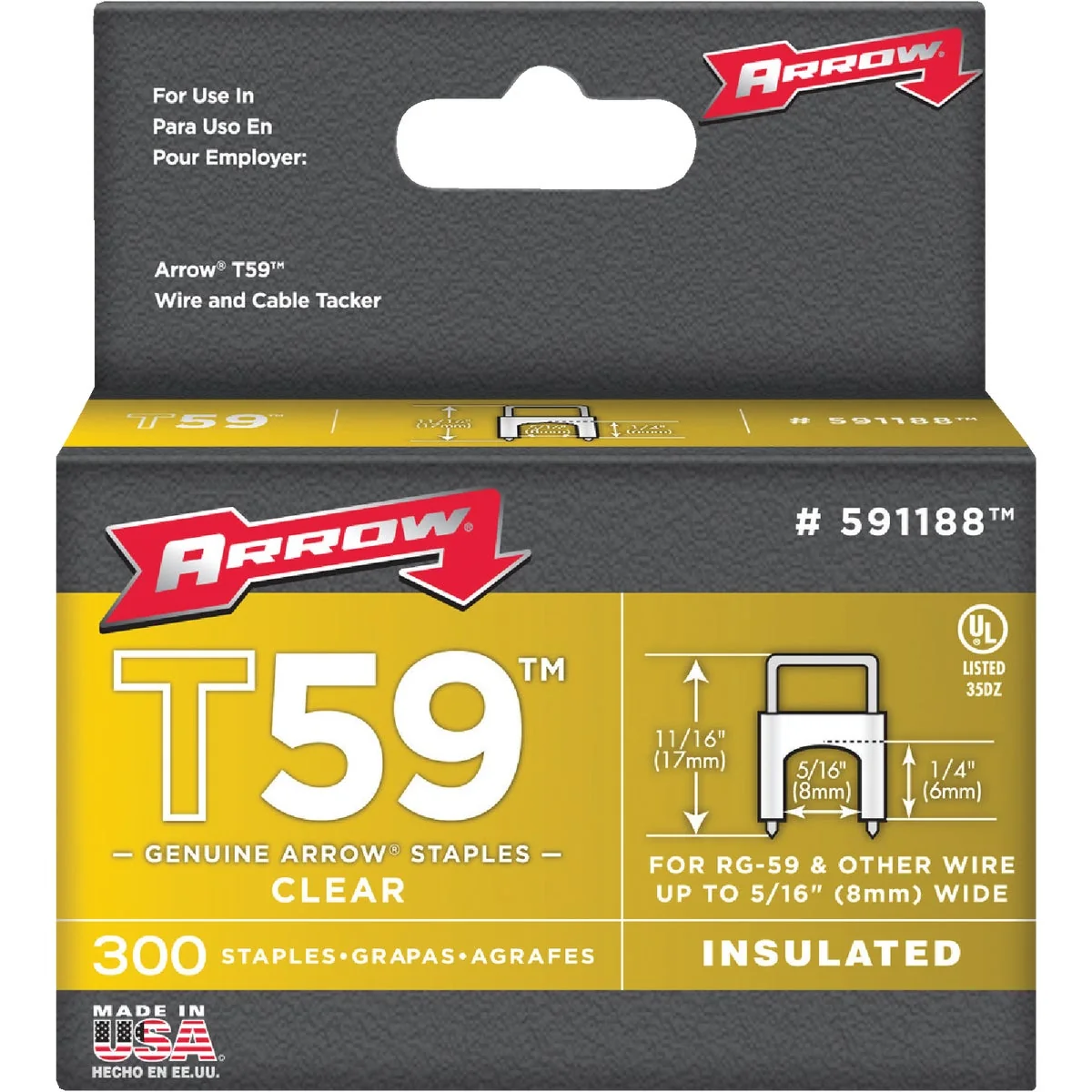Responsible Arrow Insulated Clear Cable Staple 1 4 In. 300-Pack Prestigious