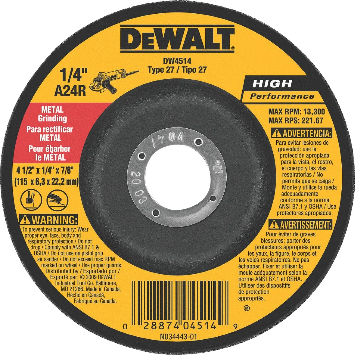 Expertly Made DeWalt HP Type 27 4-1 In. x 1 4 In. x 7 8 In. Metal Stainless Grinding Cut-Off Wheel Prestigious
