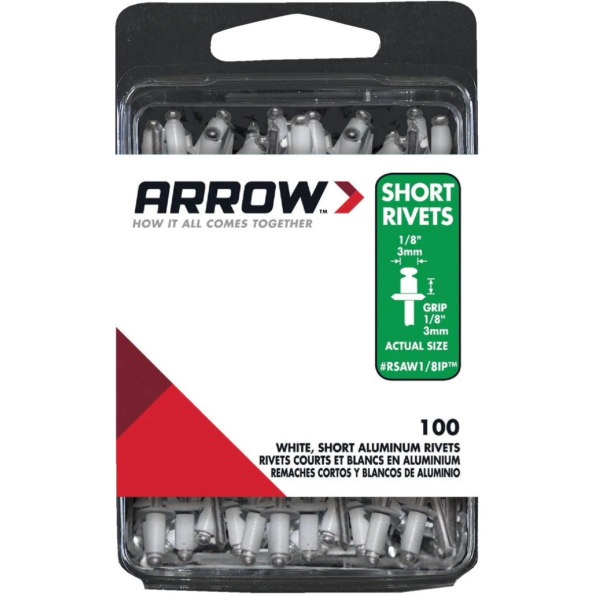 Healthy Arrow 1 8 In. x 1 8 In. White Aluminum IP Rivet 100 Count High-End
