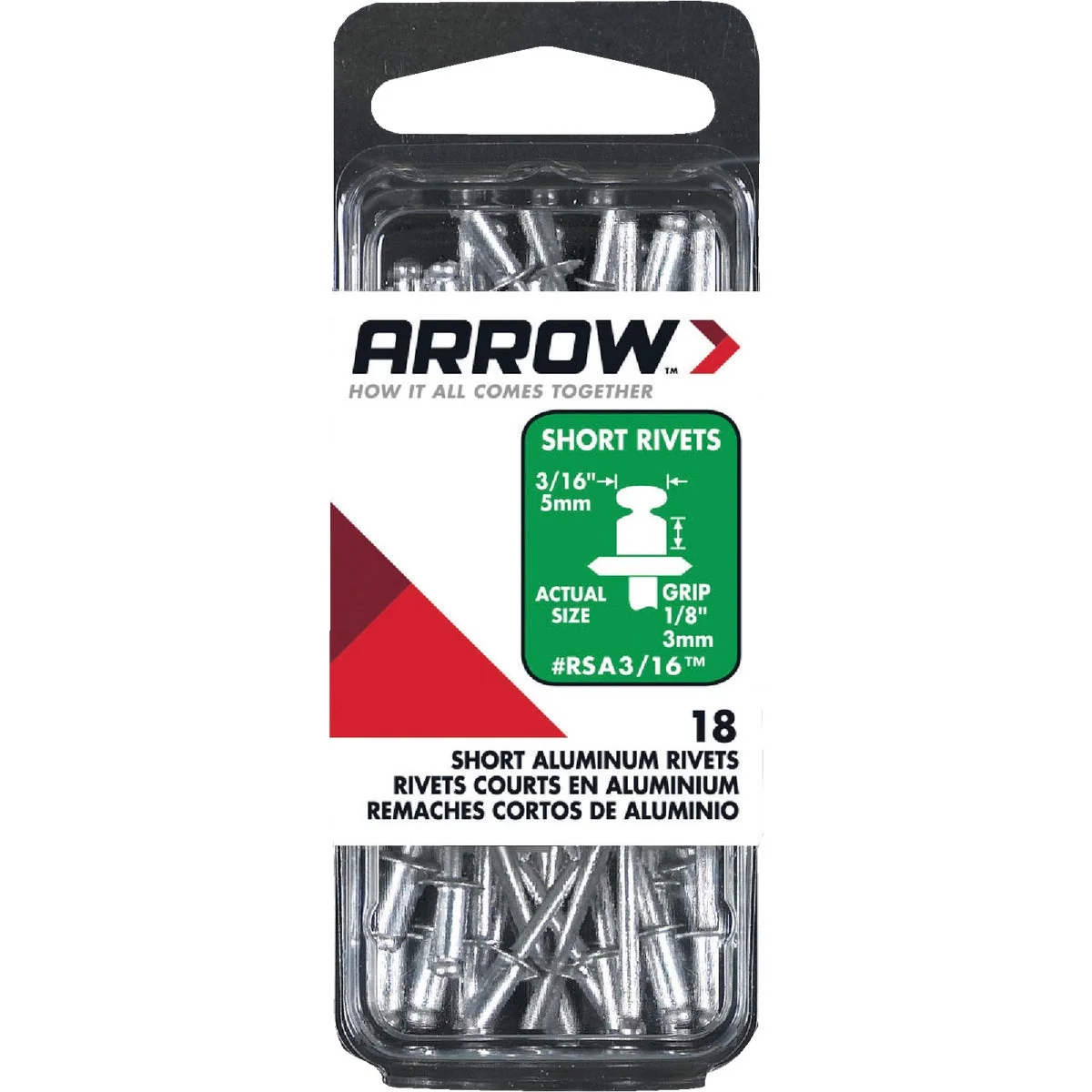 Stylish Arrow 3 16 In. x 1 8 In. Aluminum Rivet 25 Count Smooth