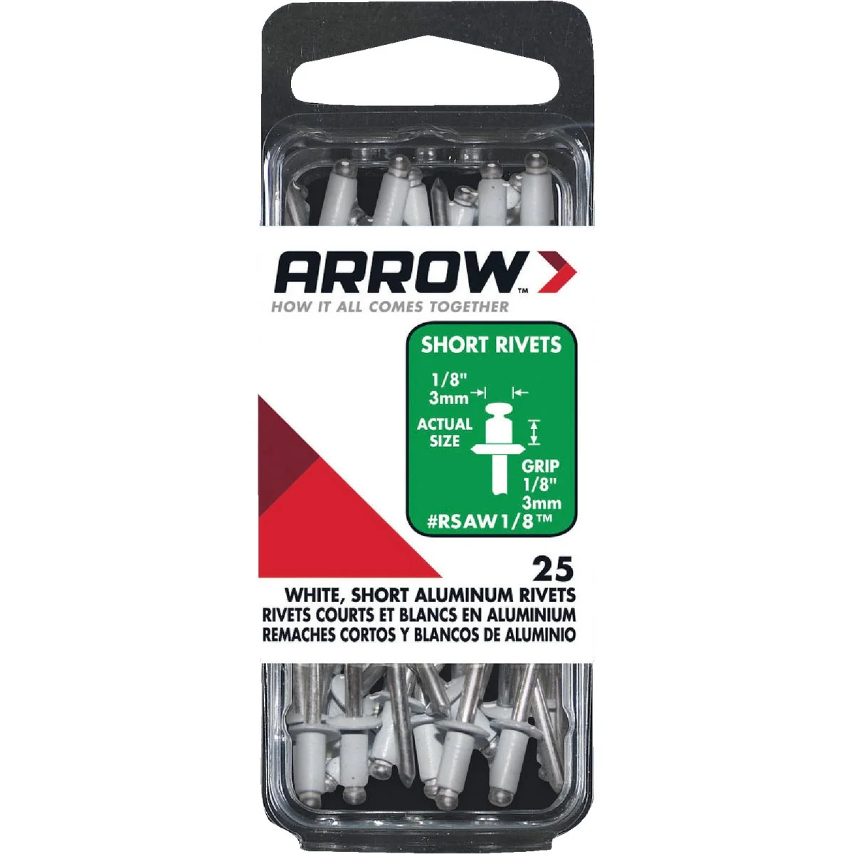 Classic Arrow 1 8 In. x 1 8 In. White Aluminum Rivet 25 Count Effective