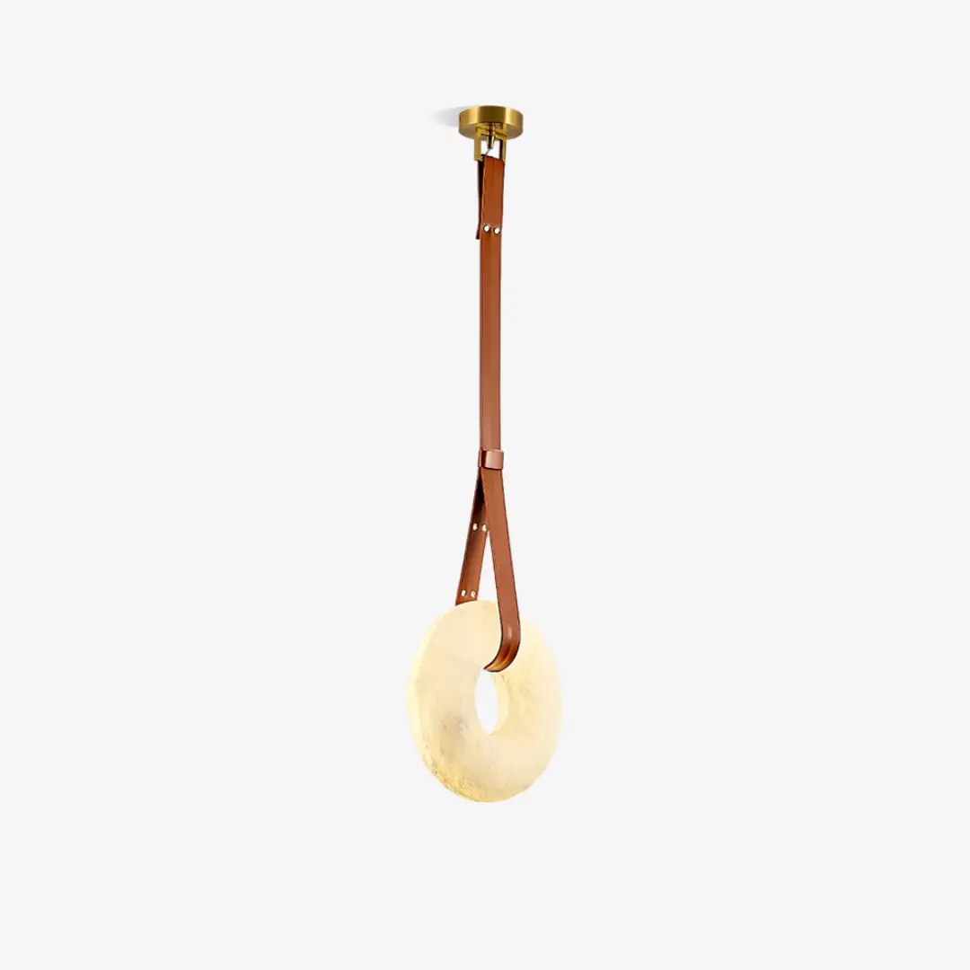 Natural Leren Band Albasten Donut Hangerlamp Recyclable