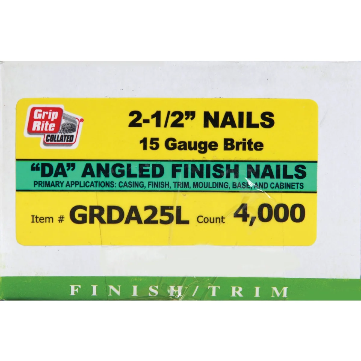 Outstanding Grip-Rite 15-Gauge Bright 34 Degree DA-Style Angled Finish Nail 2-1 2 In. 4000 Ct. Smart