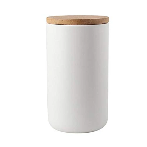 Clean Ceramic Food Storage Jar with Airtight Bamboo Lid Natural