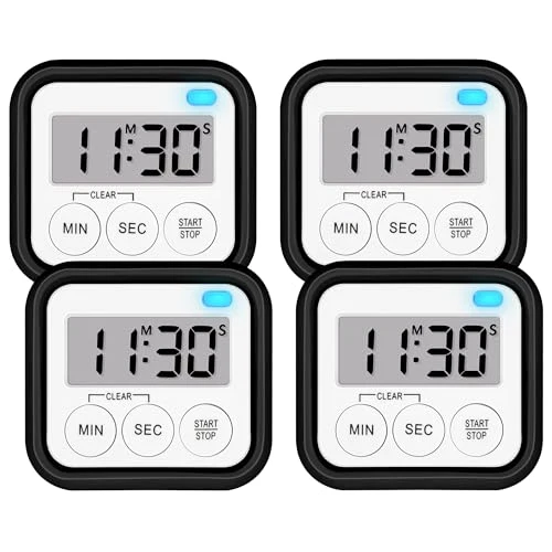 First-Class Timer Kitchen Timers for Cooking Classroom Timer for Kids Teachers Magnetic Digital Timers 4 Pack 4 Count Contemporary