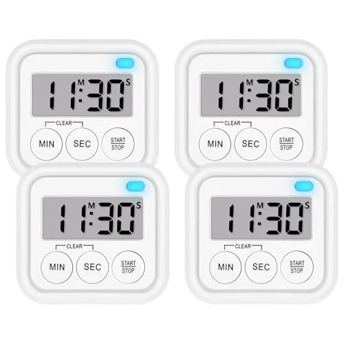 Easy-to-Use Timer Kitchen Timers for Cooking Classroom Timer for Kids Teachers Digital Magnetic Timers 4 Pack 4 Count Smart