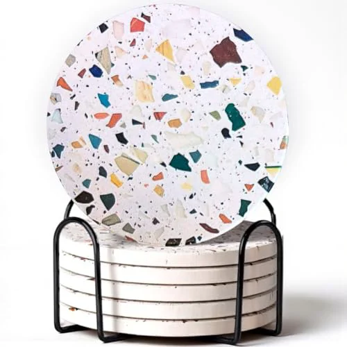 Healthy Terrazzo Coasters Set of 6 6 Count Detailed
