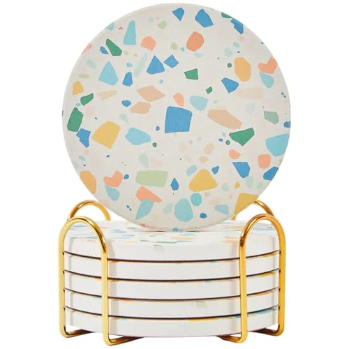 High-Grade Terrazzo Coasters Set of 6 6 Count Environmentally Friendly