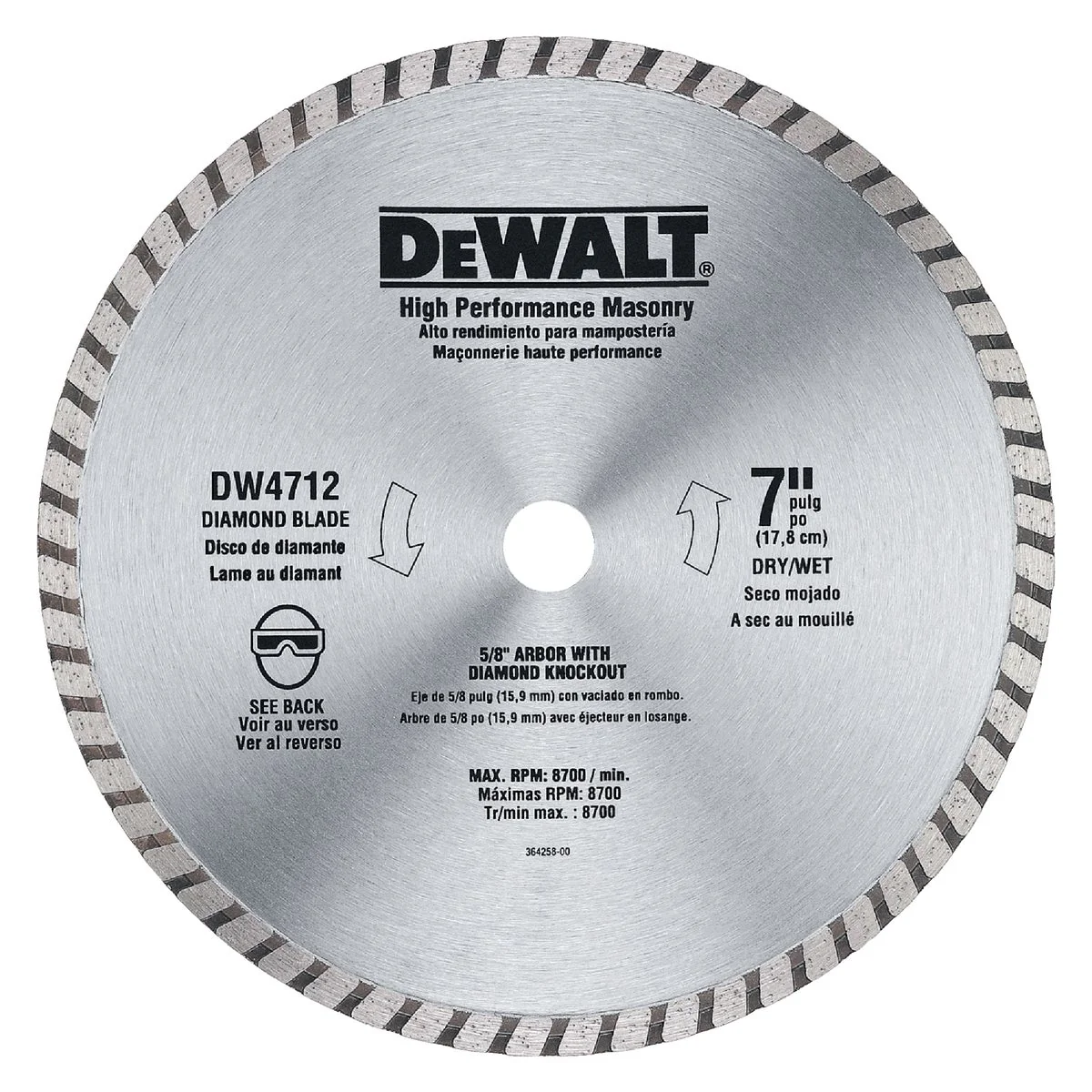 Fine Crafted DeWalt High Performance 7 In. Turbo Rim Dry Wet Cut Diamond Blade Bulk Genuine