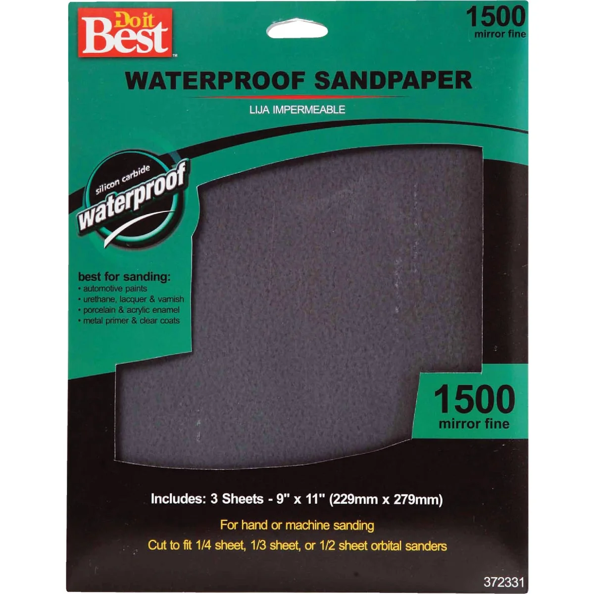 Sophisticated Do it Waterproof 9 In. x 11 In. 1500 Grit Mirror Fine Sandpaper 3-Pack User-Friendly