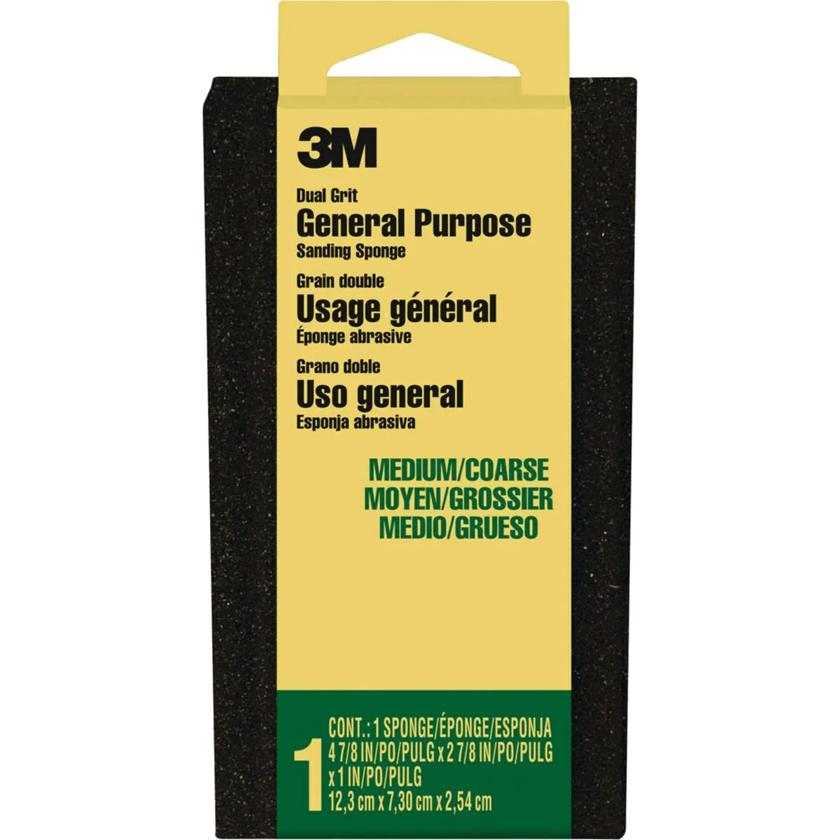 Expertly Made 3M Large All-Purpose 2-7 8 In. x 4-7 8 In. x 1 In. Medium Coarse Sanding Sponge Reusable