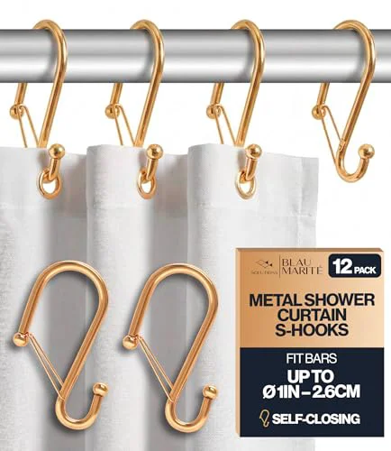 Convenient 12 Decorative Metal Shower Curtain Hooks 12 Count Versatile