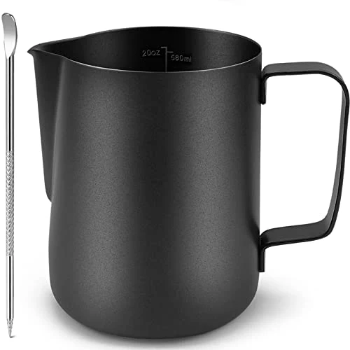 Contemporary Stainless Steel Milk Frothing Pitcher 20 oz Reusable