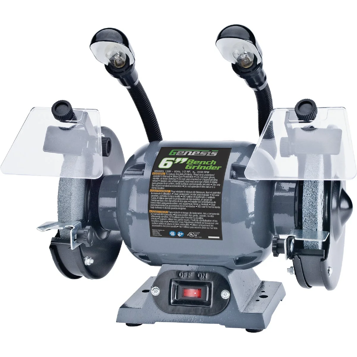 Natural Genesis 6 In. 1 2 HP Bench Grinder with Lights Genuine