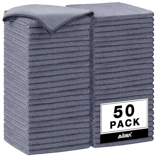 Unique Microfiber Cleaning Cloth Grey 50PK 50 Count Advanced