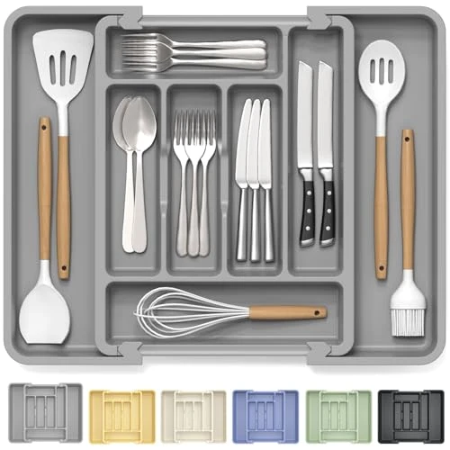 Smooth Large Silverware Organizer Tray for Kitchen Drawer Utensils Thicker Top-Quality