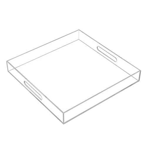 Traditional Clear Sturdy Acrylic Serving Tray with Handles Powerful