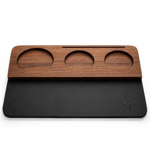 Healthy 58mm Espresso Tamping Mat Walnut and Leather Pure