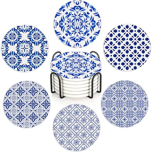 Safe Drink Coasters Set of 6 with Holder Optimized