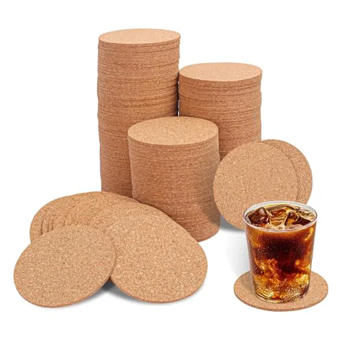Dependable 180 Pack 3.5 Inch Round Cork Coasters 179.98 Count Exclusive