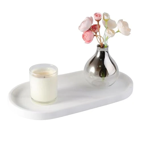 Breathable 12 x6 Elegant White Marble Bathroom Tray Proven