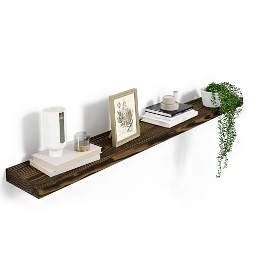 Safe 72” Pine Wood Floating Shelf for Wall Luxury