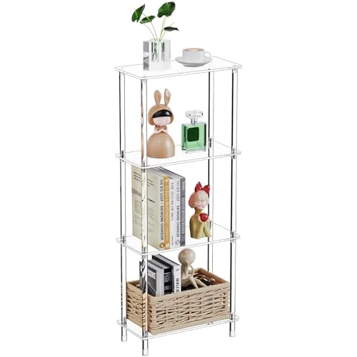 Premium Clear Acrylic Narrow Side Table for Small Spaces Lightweight
