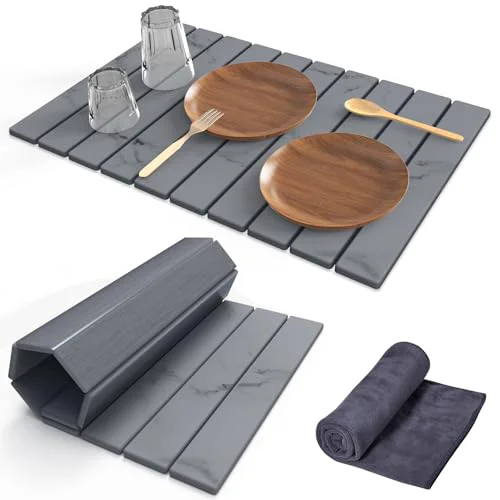 Modern Stone Dish Drying Mat for Kitchen Counter Crafted