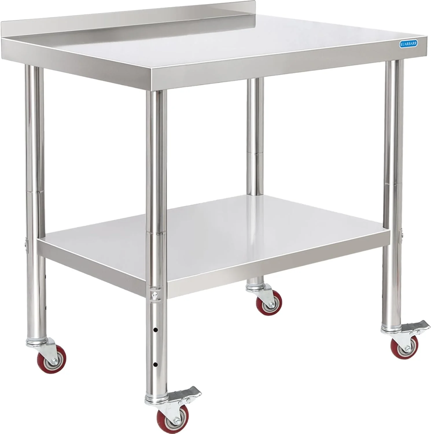 Lightweight Stainless Steel Table for Prep Work with 4 Caster Wheels with Backsplash 24 x 30 NSF Metal Commercial Kitchen Adjustable Under Shelf Worktable for Restaurant Home Outdoor Outstanding