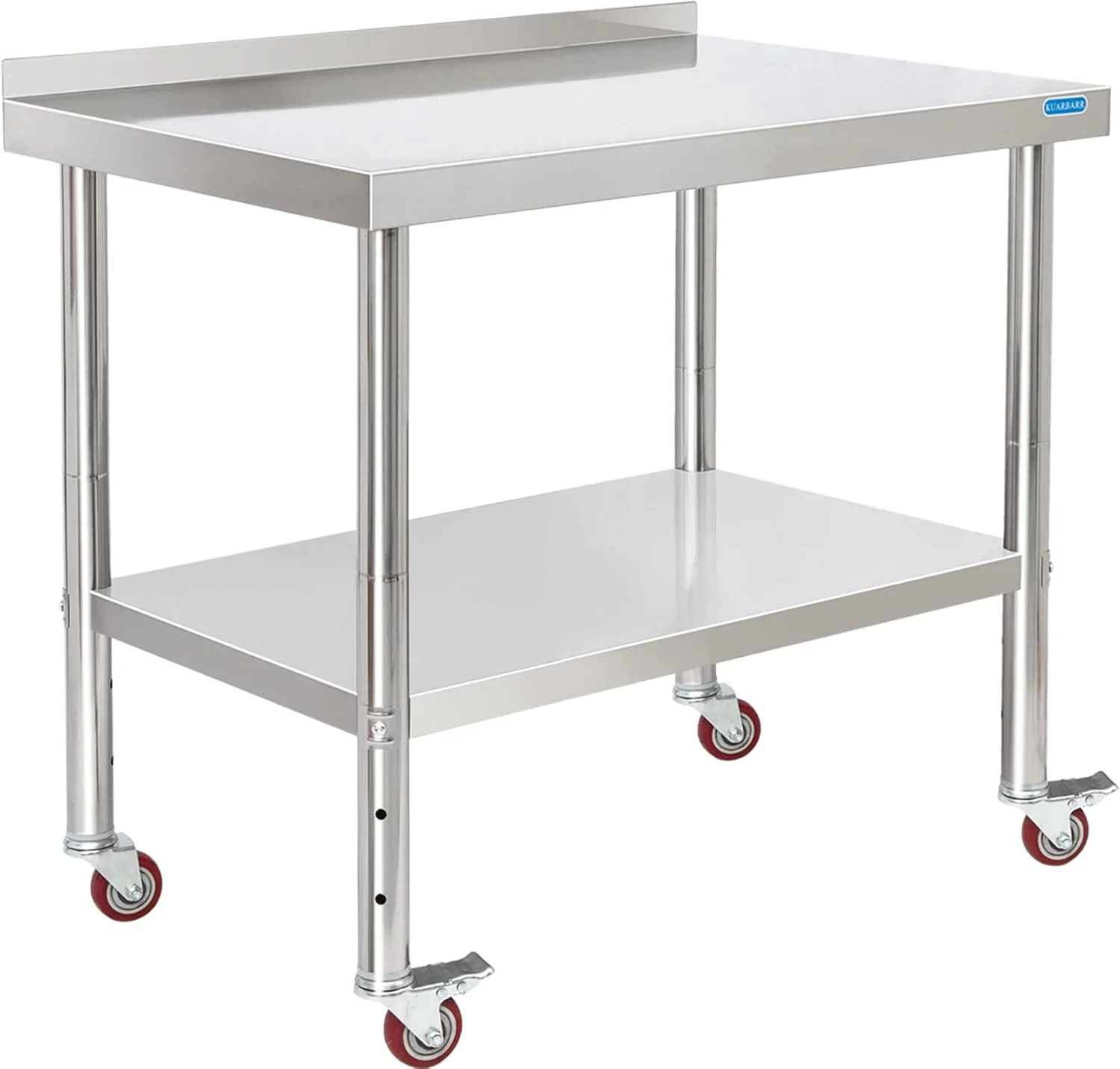 Traditional Stainless Steel Table for Prep Work with 4 Caster Wheels with Backsplash 24 x 36 NSF Metal Commercial Kitchen Adjustable Under Shelf Worktable for Restaurant Home Outdoor Soft