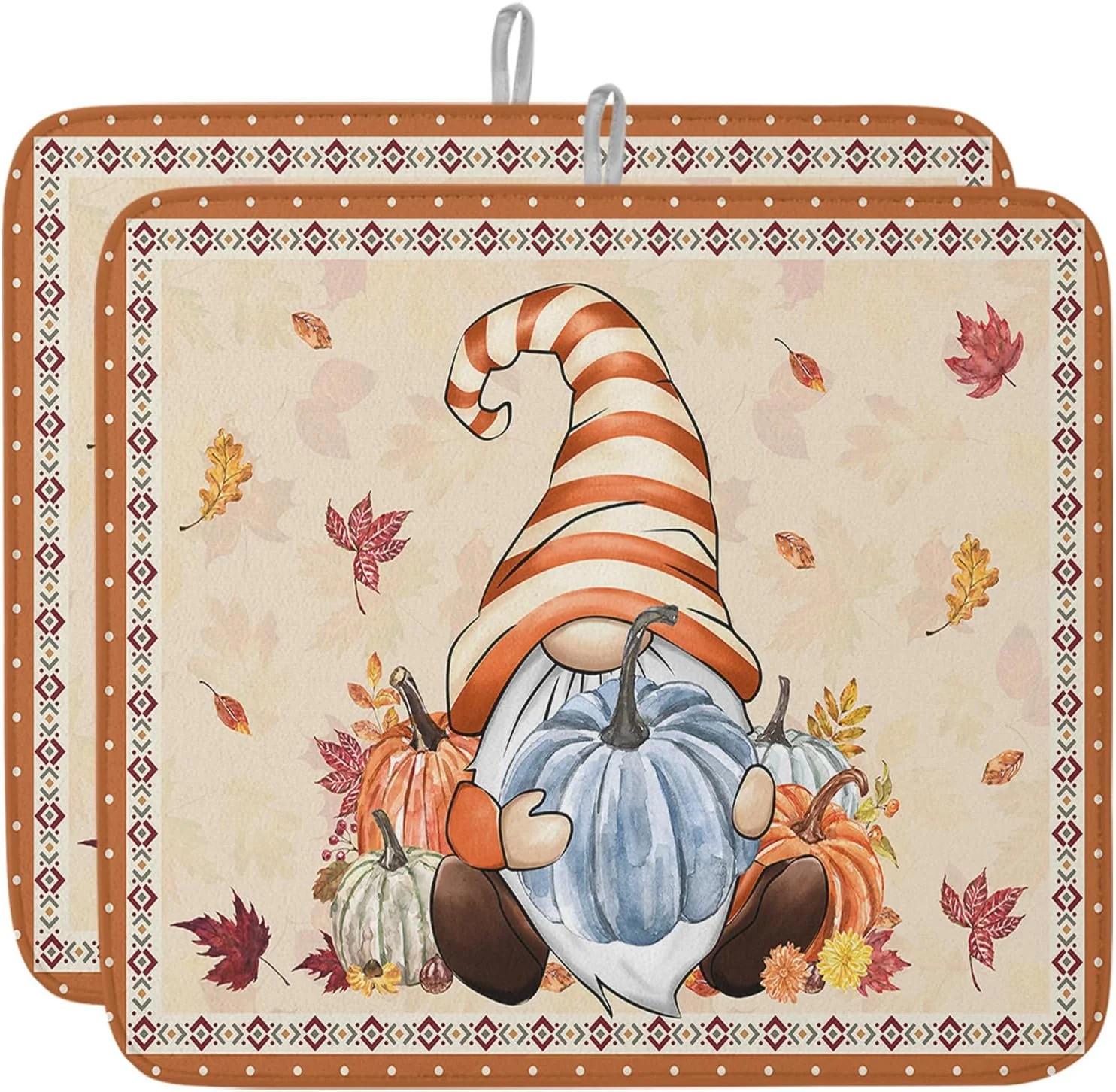 Modern Fall Dish Drying Mat for Kitchen Counter Pumpkin Gnome Drying Pad Absorbent Drying Mats for Countertops Sinks Draining Racks Autumn Maple Leaves Drainer Holiday Harvest Thanksgiving Decorations 16×18 High-Performance