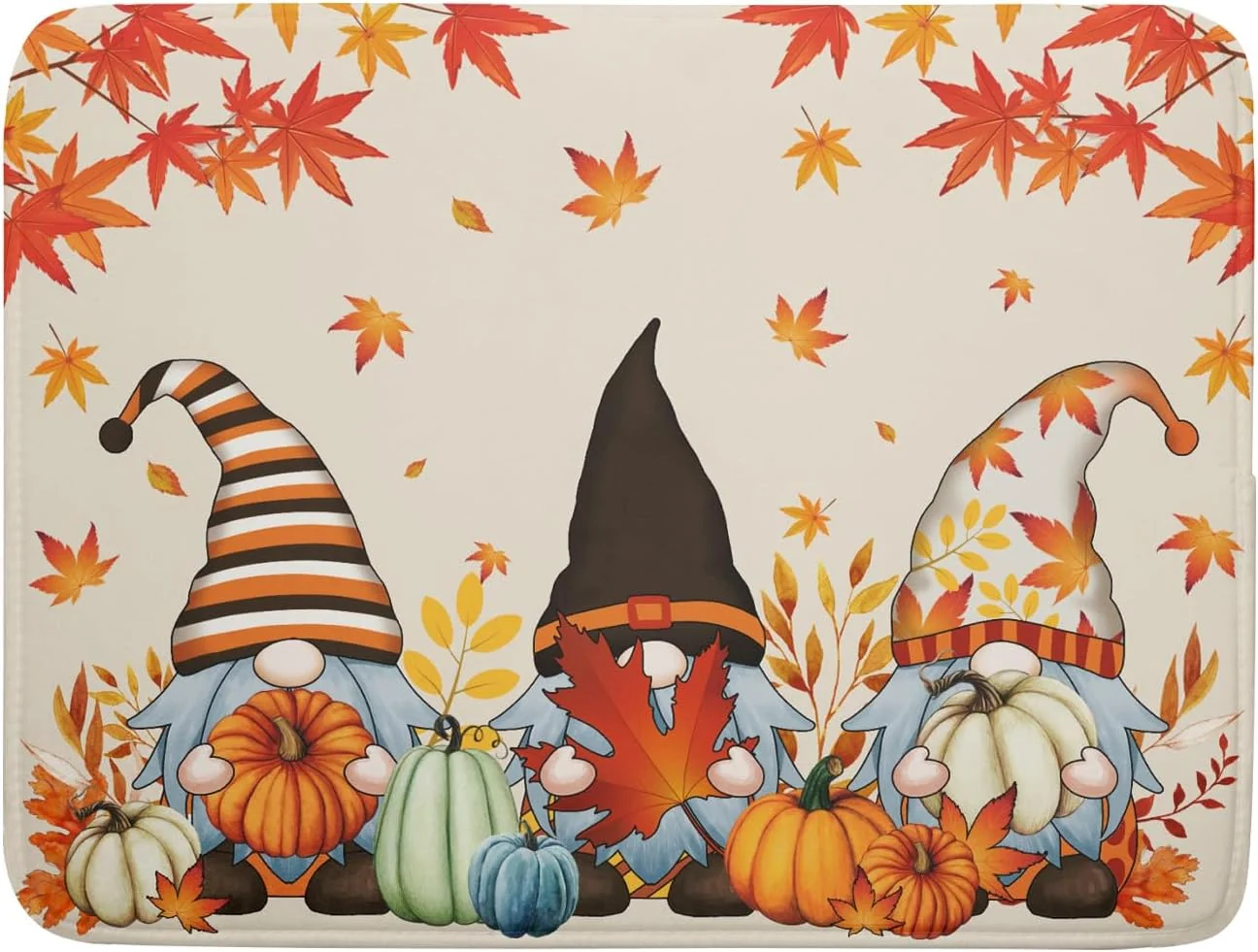 Superior Fall Gnome Dish Drying Mat for Kitchen Counter Autumn Pumpkin Maple Leaves Dishes Pad Absorbent Fast Dry Dish Drainer Rack Mats 18×24 Inch Thanksgiving Day Drying Mats for Counter Accessories Optimized