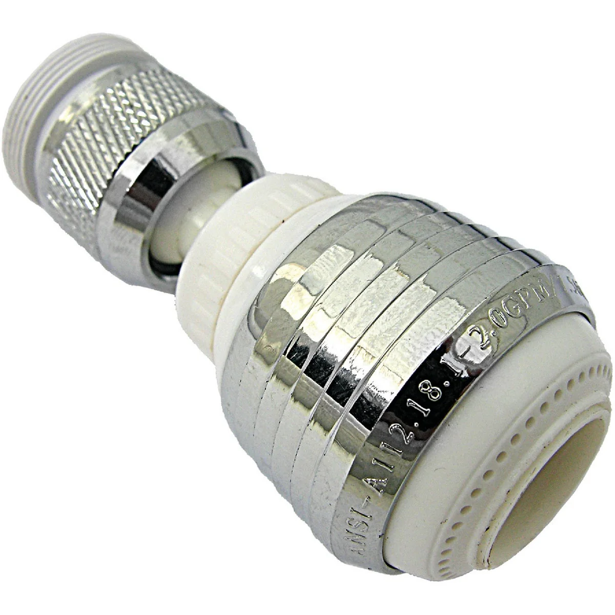 Soft Lasco 2.2 GPM Dual Thread Swivel Spray Aerator White Chrome Fast