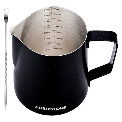 Authentic 20 oz Black Espresso Steaming Pitcher Practical