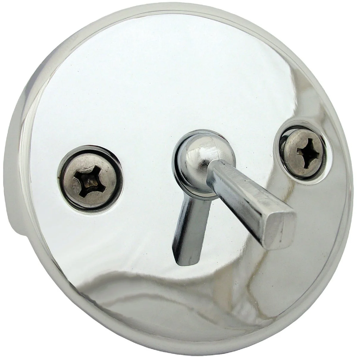 Minimalist Lasco Two-Hole Chrome Bath Drain Face Plate with Trip Lever Next-Generation