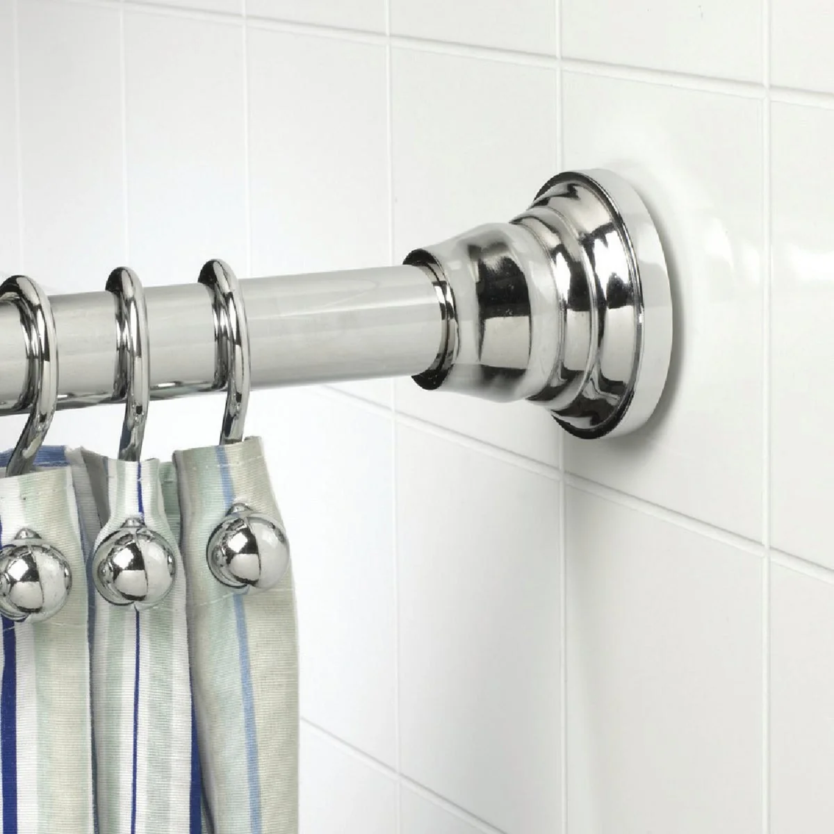 Healthy Zenith Zenna Home Straight 72 In. Adjustable Tension Finial Shower Rod in Chrome Reliable