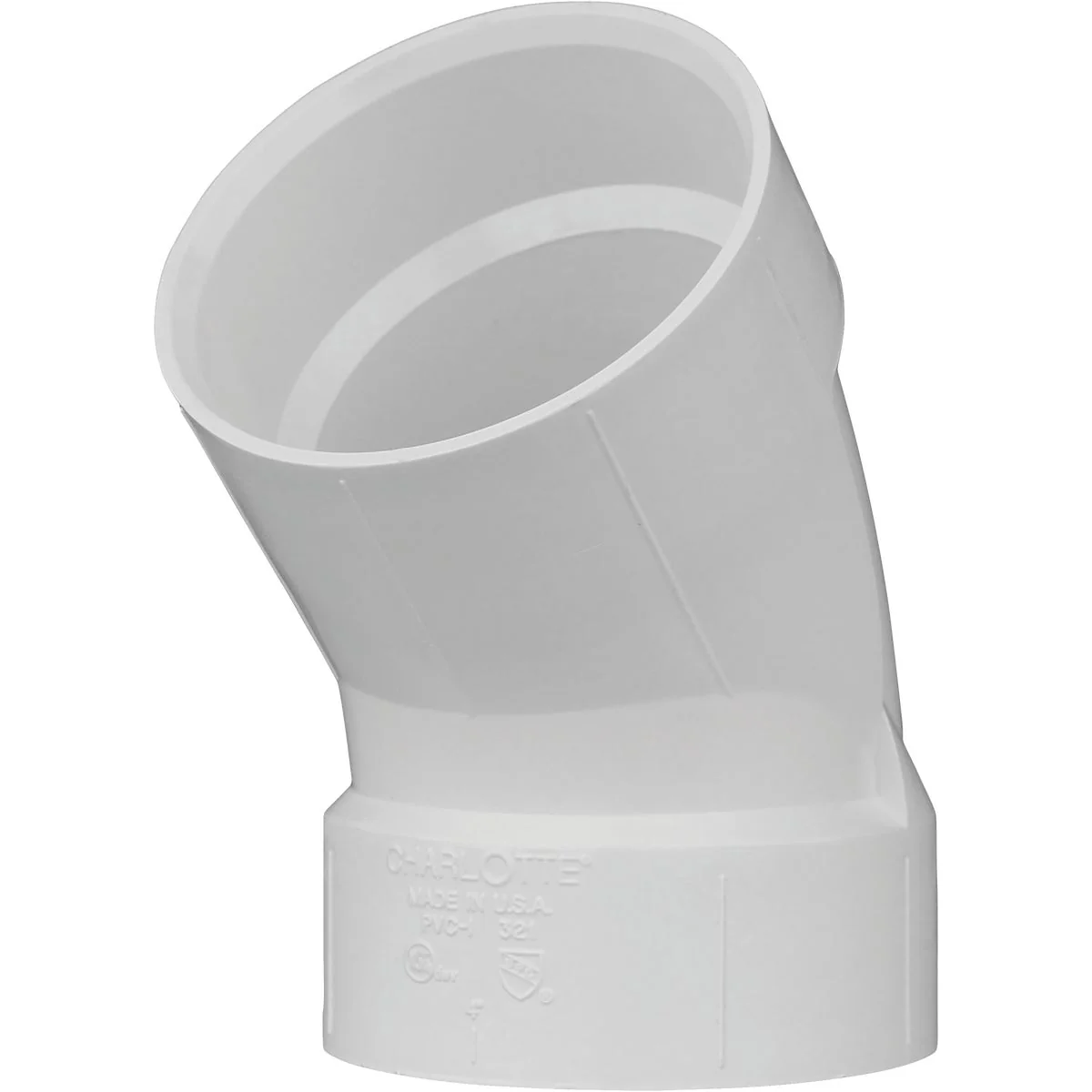 Authentic Charlotte Pipe 4 In. Schedule 40 45 Deg. Short Radius DWV PVC Elbow 1 8 Bend Long-Lasting
