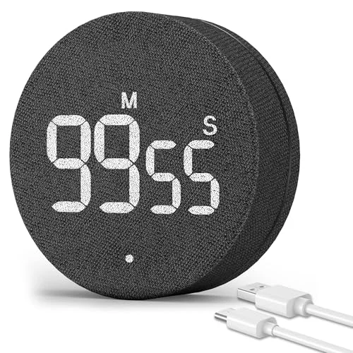 Optimized Desk Timer for Productivity Magnetic Digital Kitchen Timer Rechargeable Fabric Mesh Cover 99 Mins Countdown User-Friendly